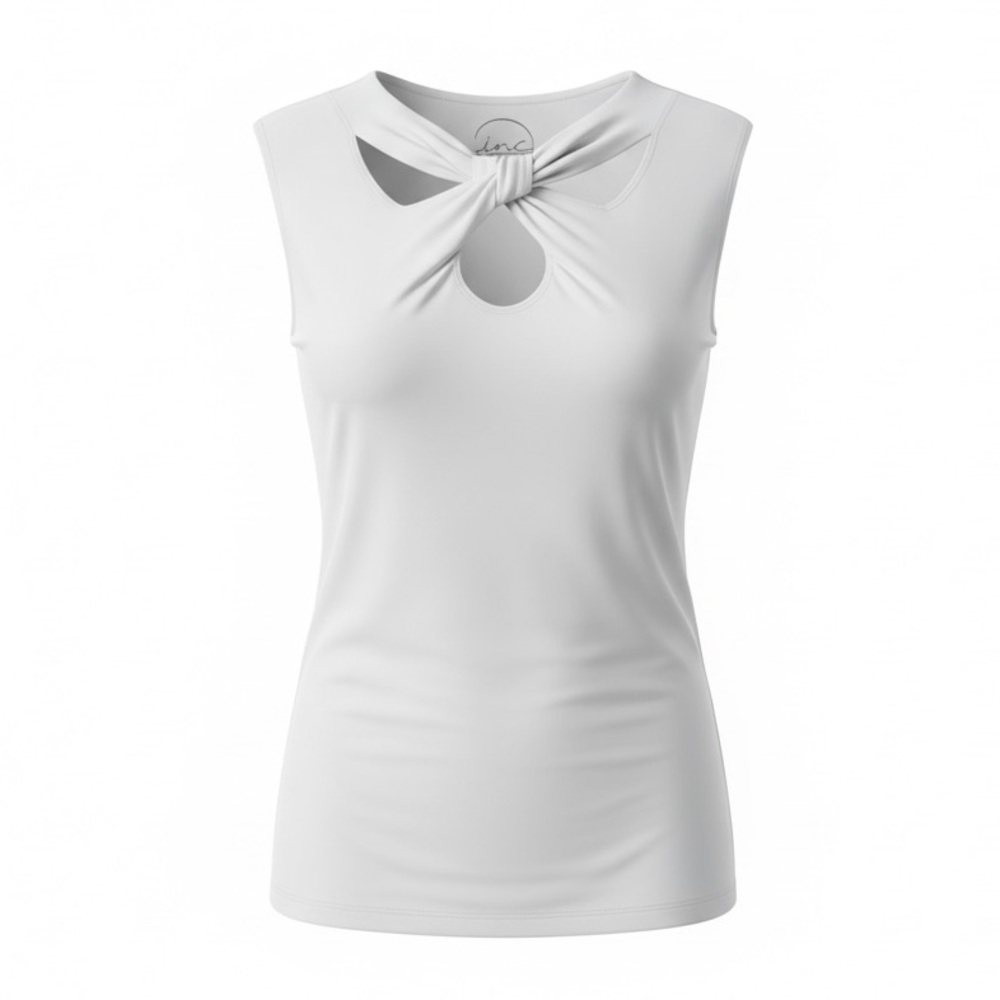 INC International Concepts White Twist Neck Short Sleeve Top Size Medium - Picture 2 of 6